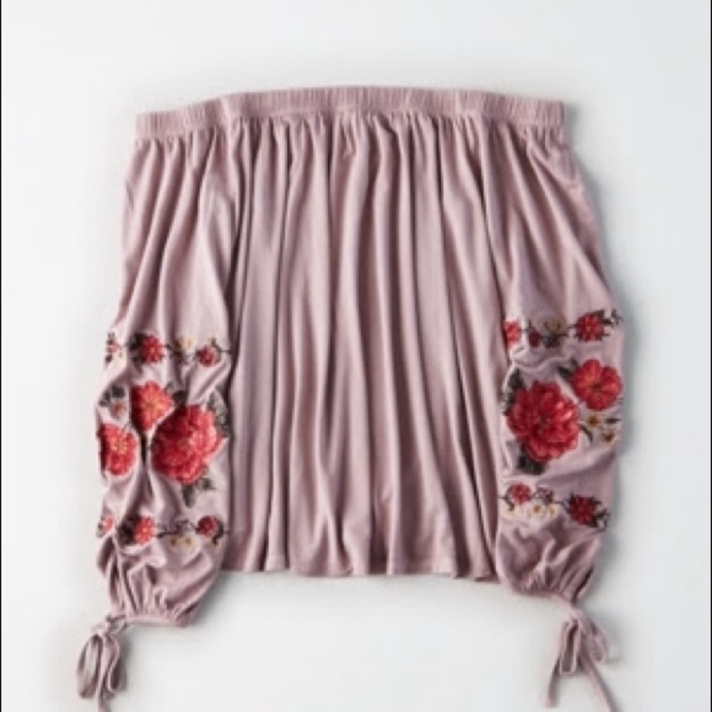 American eagle off the shoulder embroidered floral